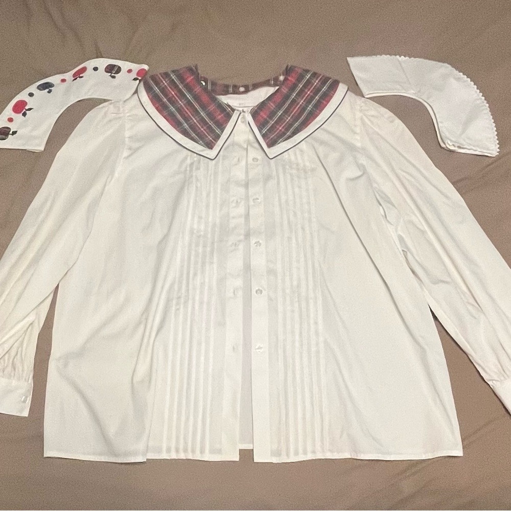Bechamel Red and White Plaid Collar Blouse